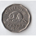 1946 - CANADA 5 Cents Nickel Castoro circolato